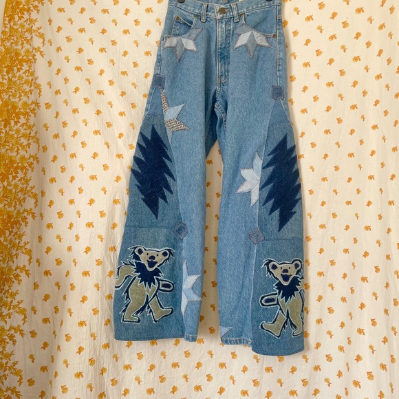 Upcycled Eddie Bauer Grateful Dead Jeans USA Made One of One - Picture 2 of 8